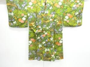 家屋に草花模様ロング道中着